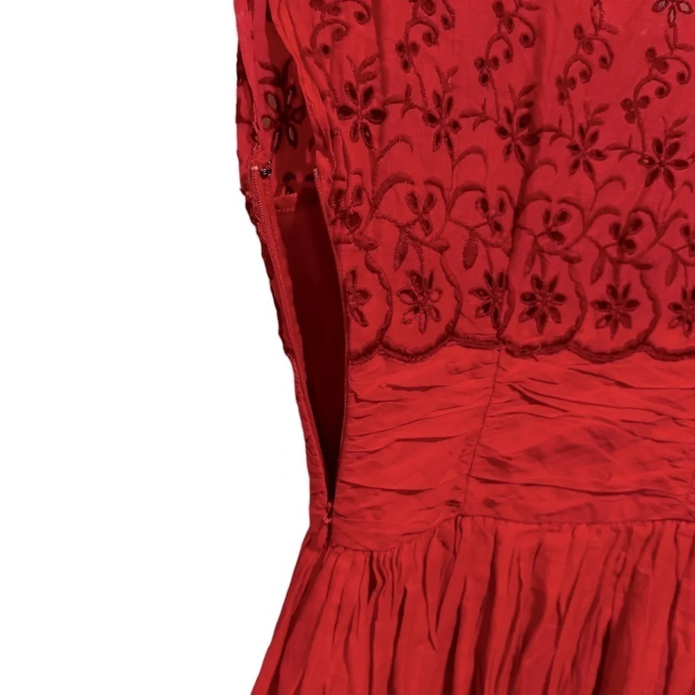 FREE PEOPLE EYELET GARDEN DAY CORAL EMBROIDERED SLEEVELESS MINI COCKTAIL DRESS 4